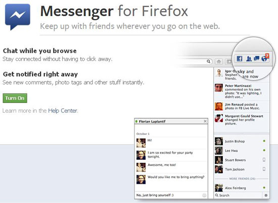 Facebook Messenger for Firefox, Facebook Messenger, Mozilla Firefox