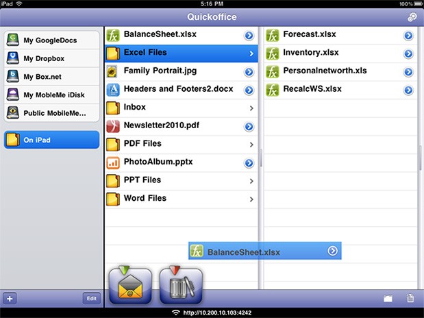 Google Quickoffice, Quickoffice iPad app