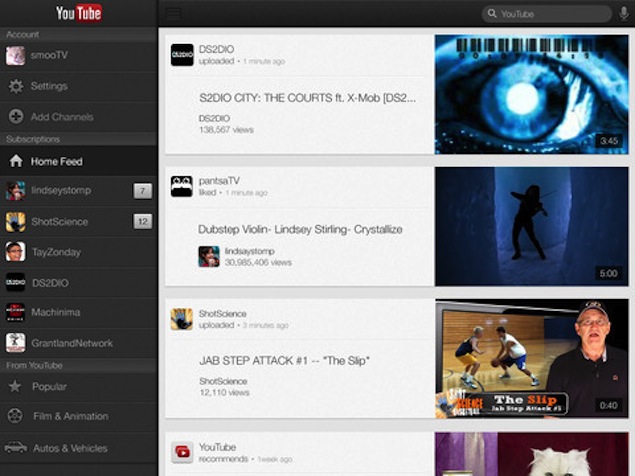 YouTube iOS App, YouTube iPad App, YouTube iPhone App